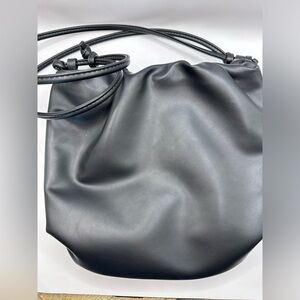 PIECES Black Faux Leather Hinge Bag